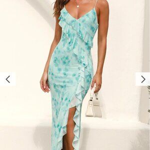 Billy J Debbie Midi Dress - Green Floral - Size 6